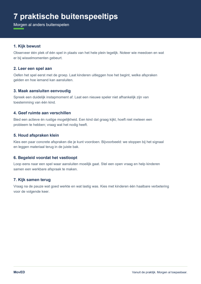 Voorbeeld van 7 praktische buitenspeeltips