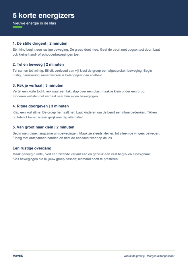 Voorbeeld van 5 korte energizers