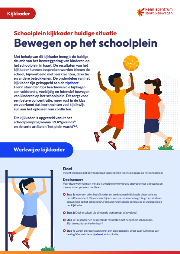Voorblad van het Kijkkader Bewegen op het schoolplein